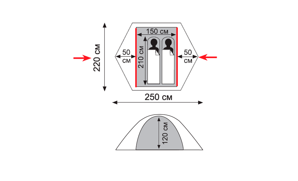 2-місний намет Tramp Tourist 2 (Olive): двошаровий, Кількість місць: 2, Колір: Olive, зображення 2