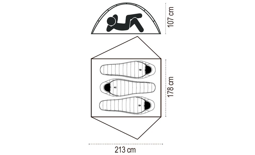 3-місний намет Sierra Designs Meteor 3000 3: двошаровий, Кількість місць: 3, Колір: Green, зображення 2