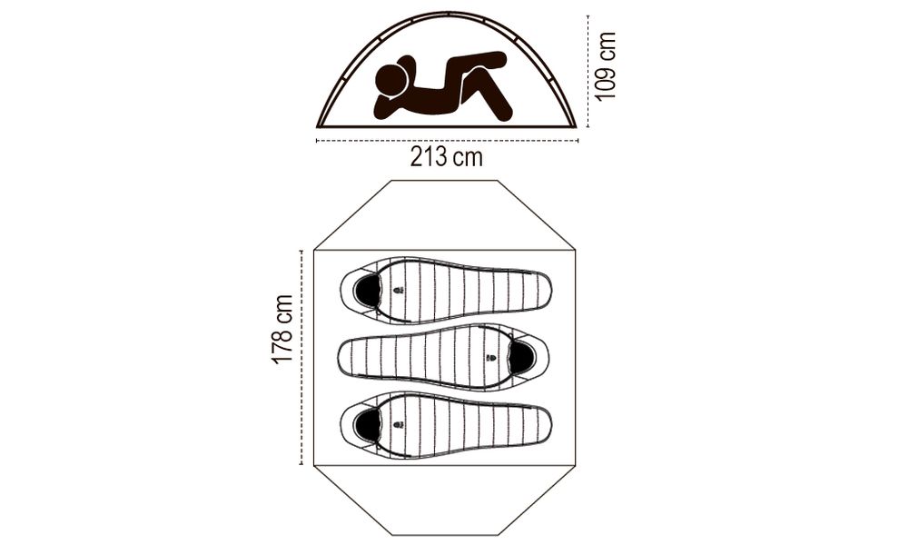 3-місний намет Sierra Designs Full Moon 3: двошаровий, Кількість місць: 3, Колір: Blue/Desert, зображення 2