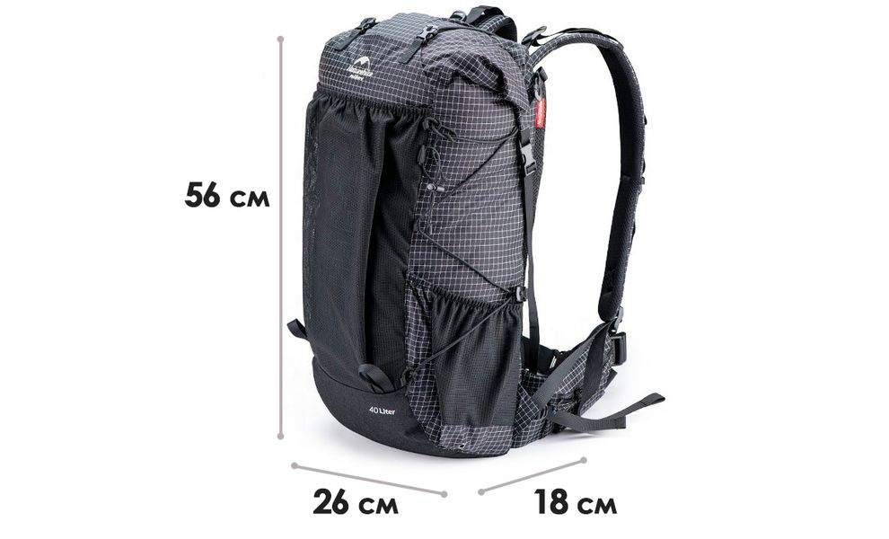 Рюкзак Naturehike NH20BB113 Rock 40 (Black), Об'єм: 40+5, Колір виробника: Black, зображення 2