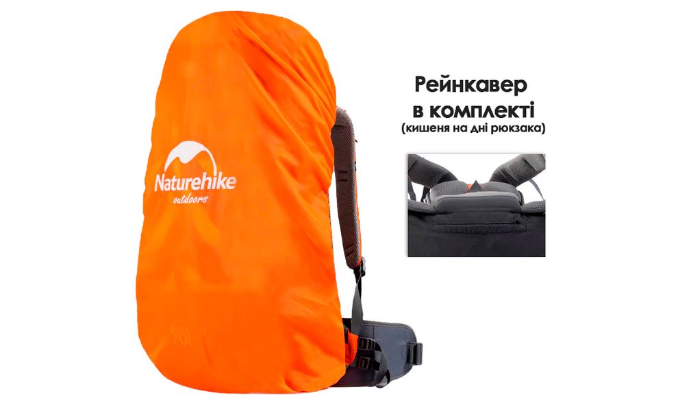Рюкзак Naturehike NH70B070-B Discovery 70 (Black), Об'єм: 70+5, Колір виробника: Black, зображення 6