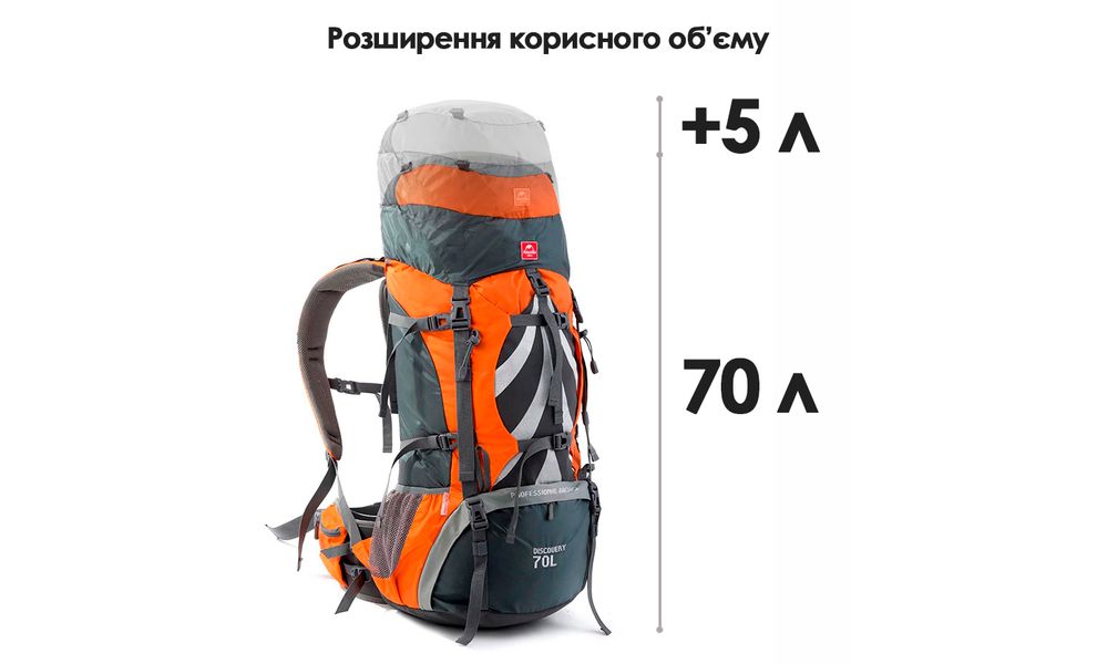 Рюкзак Naturehike NH70B070-B Discovery 70 (Black), Об'єм: 70+5, Колір виробника: Black, зображення 7