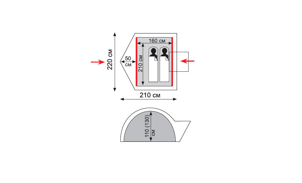 2-місний намет Tramp Wonder 2 (Olive): двошаровий, Кількість місць: 2, Колір: Olive, зображення 2