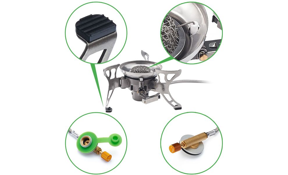 Туристичний газовий пальник зі шлангом, п'єзопідпалом та вітрозахистом BRS-15 під різьбовий балон, зображення 2