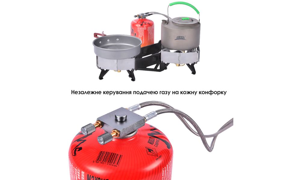 Туристичний газовий пальник зі шлангом, підігрівом та вітрозахистом BRS-32 під різьбовий балон, зображення 2