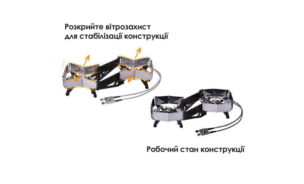 Туристичний газовий пальник зі шлангом, підігрівом та вітрозахистом BRS-32 під різьбовий балон, зображення 6