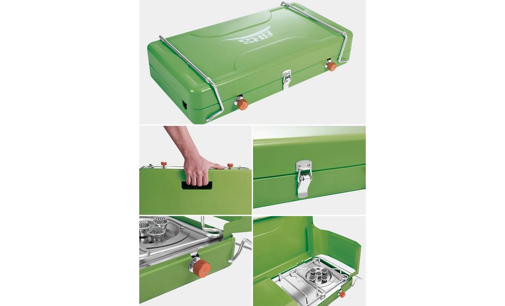 Кемпінгова газова плитка на 2 конфорки BRS-81 для різьбових балонів, зображення 4