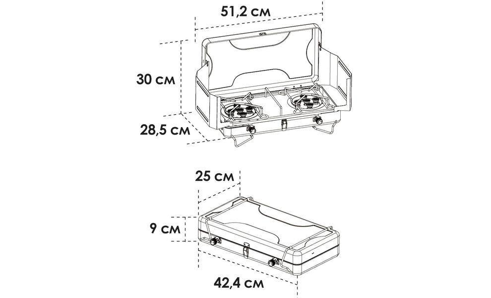 Кемпінгова газова плитка на 2 конфорки BRS-81 для різьбових балонів, зображення 10