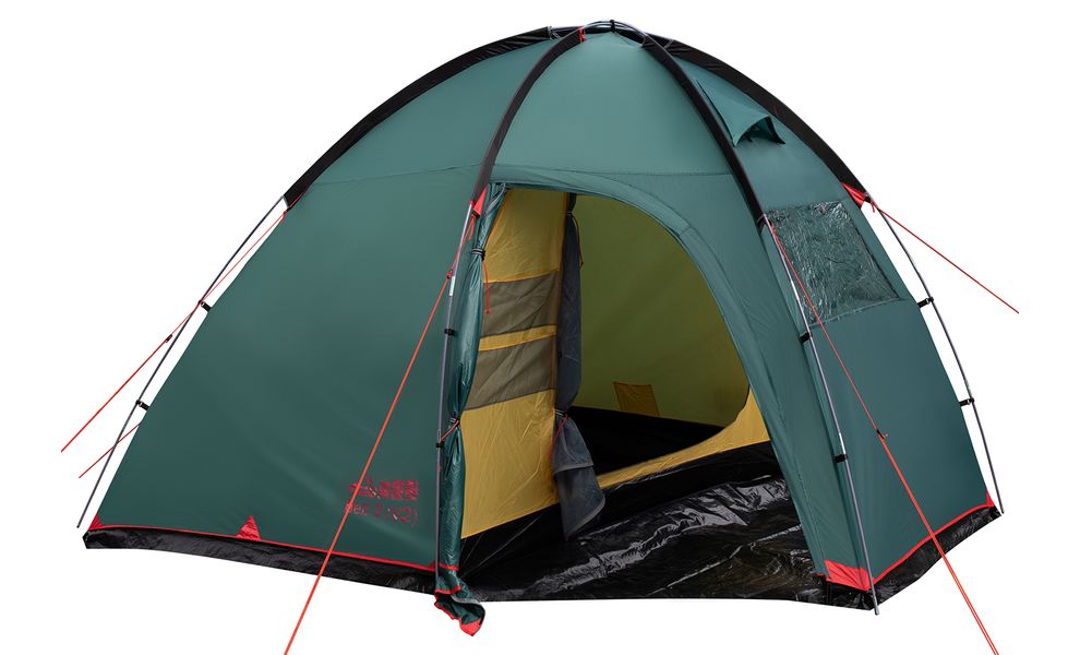 3-місний кемпінговий намет Tramp Bell 3 V2, Кількість місць: 3, Колір: Storm Green/Red, зображення 3