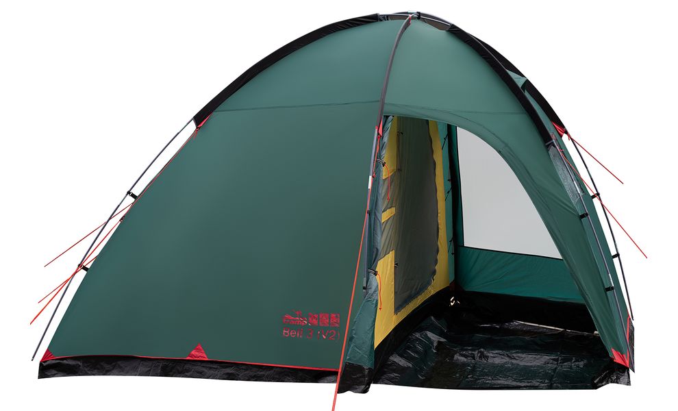 3-місний кемпінговий намет Tramp Bell 3 V2, Кількість місць: 3, Колір: Storm Green/Red, зображення 4