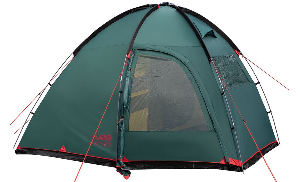 3-місний кемпінговий намет Tramp Bell 3 V2, Кількість місць: 3, Колір: Storm Green/Red, зображення 6