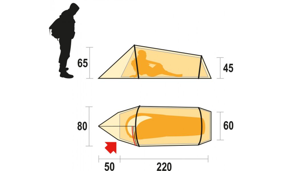 1-місний ультралегкий намет Ferrino Sling 1 (Sand): двошаровий, Кількість місць: 1, Колір: Sand, зображення 2
