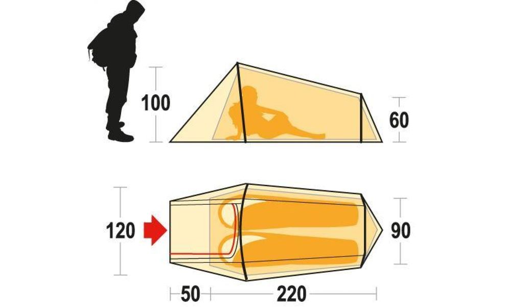 2-місний ультралегкий намет Ferrino Sling 2 (Sand): двошаровий, Кількість місць: 2, Колір: Sand, зображення 2