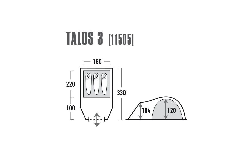 3-місний намет High Peak Talos 3: двошаровий, з тамбуром, зображення 2