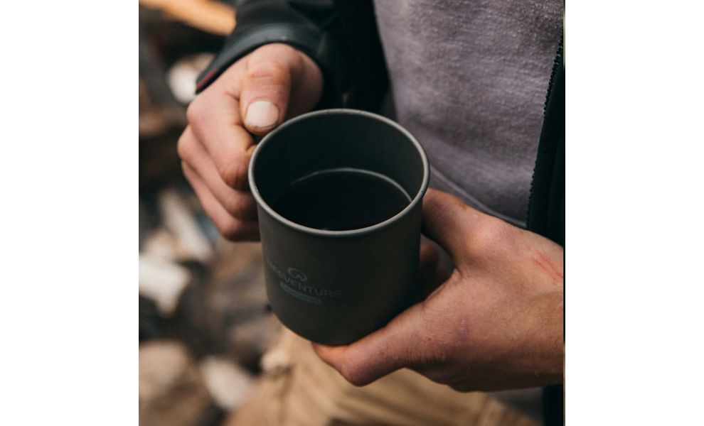 Туристична кружка зі складною ручкою Lifeventure Titanium Mug на 400 мл, титан, зображення 3