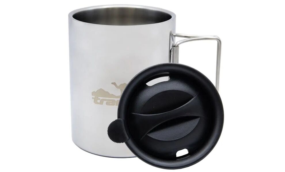 Туристична термочашка з кришкою та складною ручкою Tramp UTRC-142 (Metal) на 500 мл, нержавіюча сталь, Об'єм: 500, Колір: Metal, зображення 2