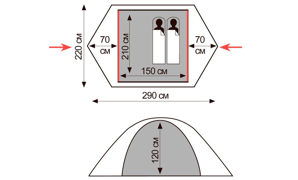 2-місний намет Tramp Nishe 2 V2: двошаровий, Кількість місць: 2, Колір: Green, зображення 2
