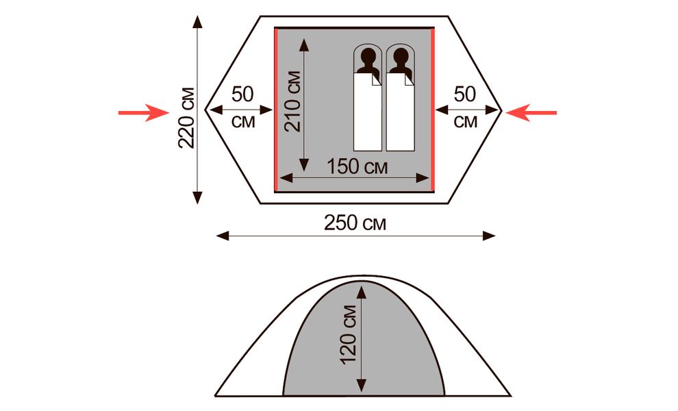 2-місний намет Tramp Scout 2 V2: двошаровий, Кількість місць: 2, Колір: Green, зображення 2