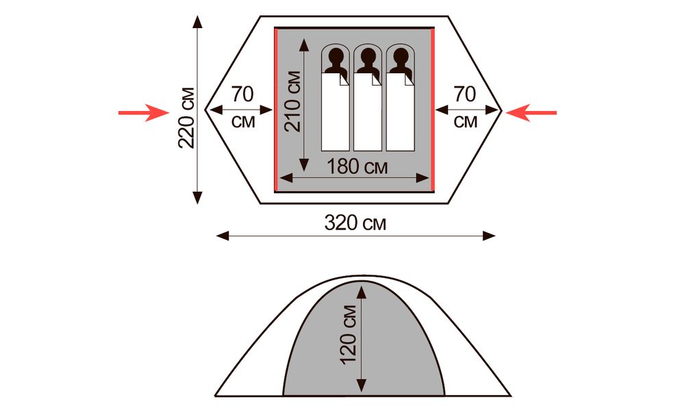 3-місний намет Tramp Scout 3 V2: двошаровий, Кількість місць: 3, Колір: Green, зображення 2