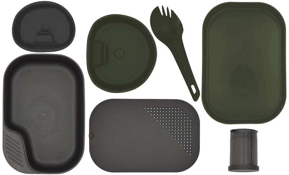 Туристичний набір столового посуду Wildo Camp-A-Box - Complete (Olive Green) на 1 особу, харчовий пластик, Тип комплекту: Complete, Колір: Olive Green, зображення 2