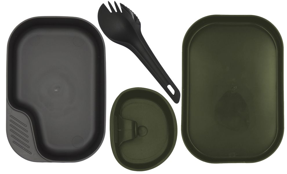 Туристичний набір столового посуду Wildo Camp-A-Box - Light (Olive Green) на 1 особу, харчовий пластик, Тип комплекту: Light, Колір: Olive Green, зображення 2