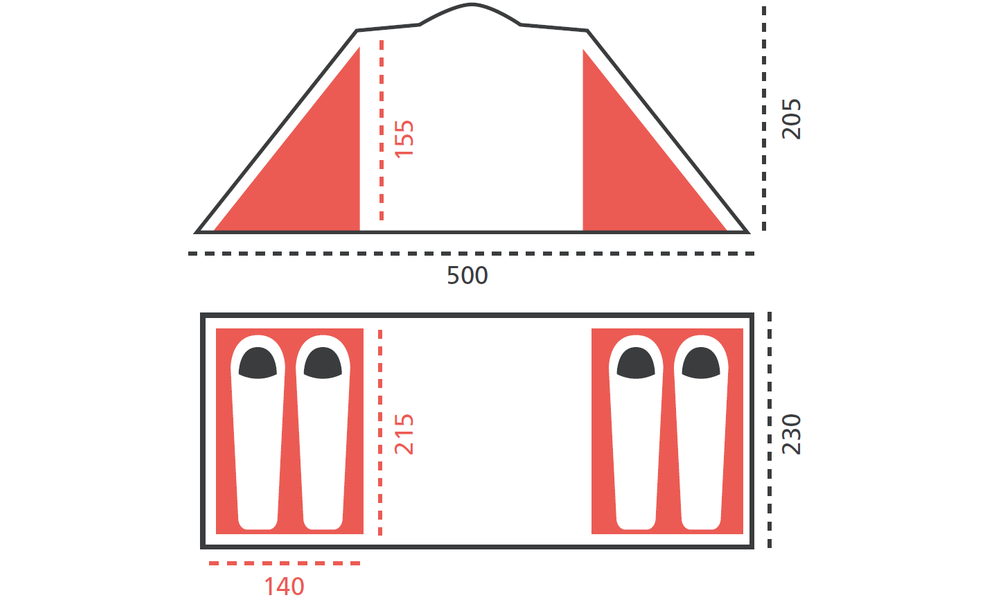 4-місний кемпінговий намет Grand Canyon Atlanta 4: на 2 спальні, Кількість місць: 4, Колір: Mojave Desert, зображення 2