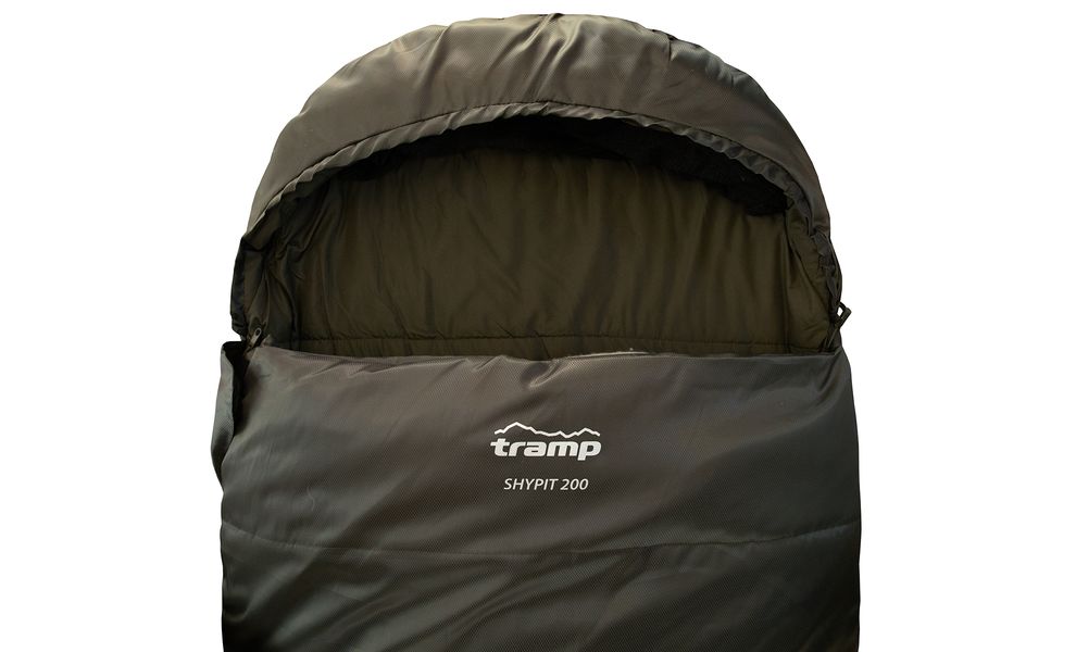 Демісезонний кемпінговий спальник-ковдра Tramp Shypit 200 до 5°C: з капюшоном, Максимальний зріст користувача: 195, Колір: Olive, Сторона застібки: права, зображення 4