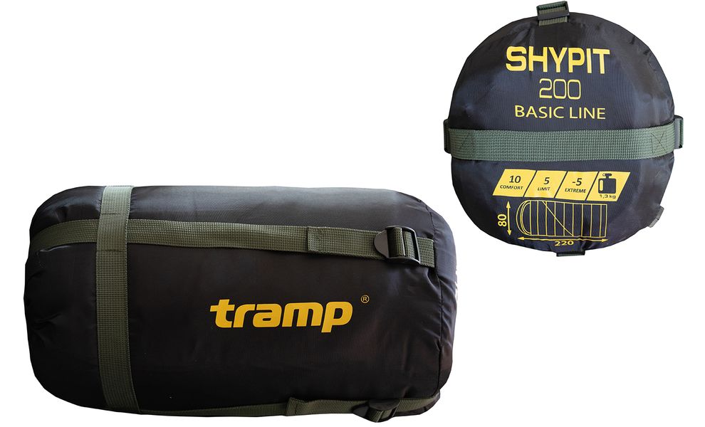 Демісезонний кемпінговий спальник-ковдра Tramp Shypit 200 до 5°C: з капюшоном, Максимальний зріст користувача: 195, Колір: Olive, Сторона застібки: права, зображення 10