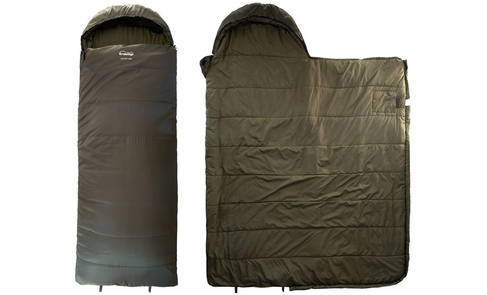 Демісезонний кемпінговий спальник-ковдра Tramp Shypit 200 Wide до 5°C: з капюшоном, Максимальний зріст користувача: 195, Колір: Olive, Сторона застібки: права, зображення 2
