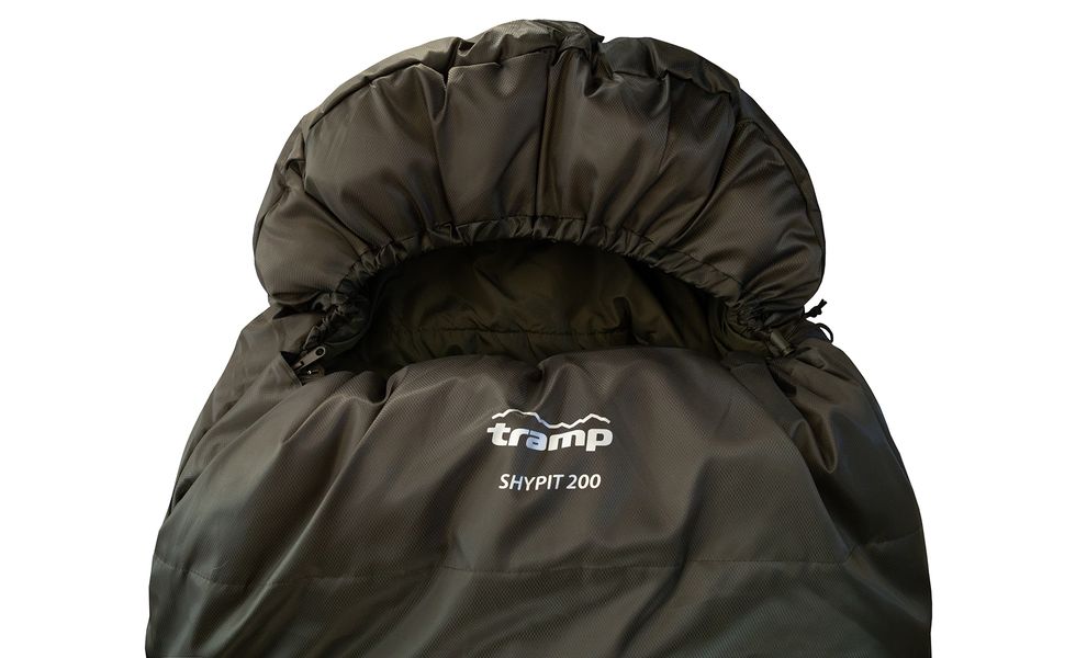 Демісезонний кемпінговий спальник-ковдра Tramp Shypit 200 Wide до 5°C: з капюшоном, Максимальний зріст користувача: 195, Колір: Olive, Сторона застібки: ліва, зображення 5