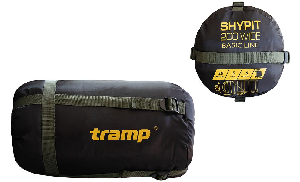 Демісезонний кемпінговий спальник-ковдра Tramp Shypit 200 Wide до 5°C: з капюшоном, Максимальний зріст користувача: 195, Колір: Olive, Сторона застібки: ліва, зображення 9