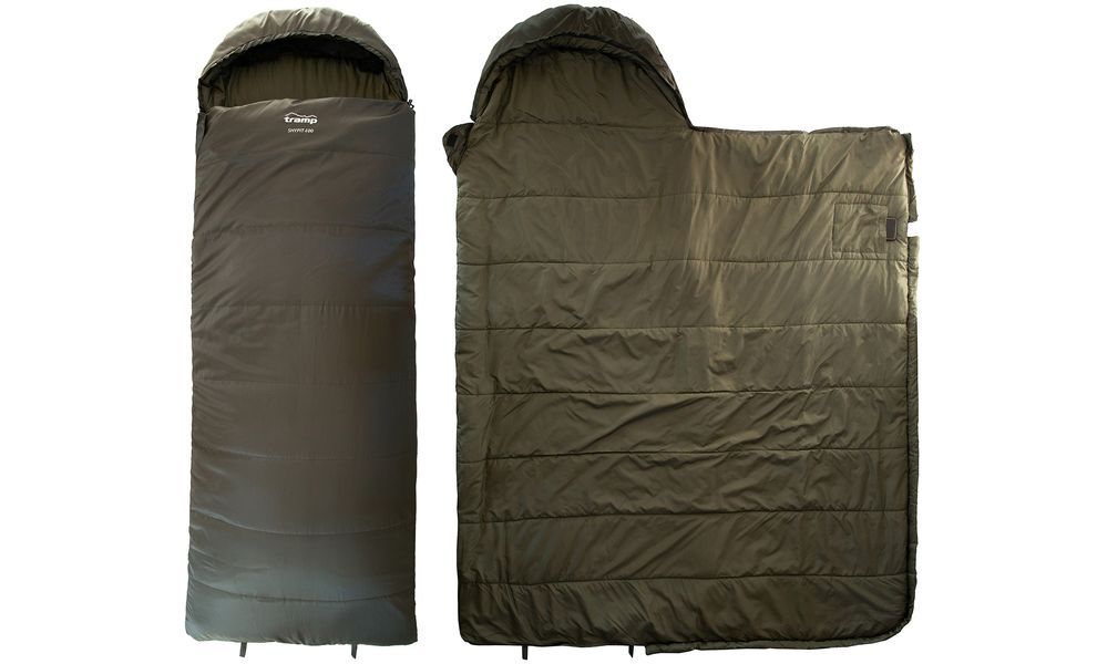 Демісезонний кемпінговий спальник-ковдра Tramp Shypit 400 Wide до -5°C: з капюшоном, Максимальний зріст користувача: 195, Колір: Olive, Сторона застібки: ліва, зображення 2