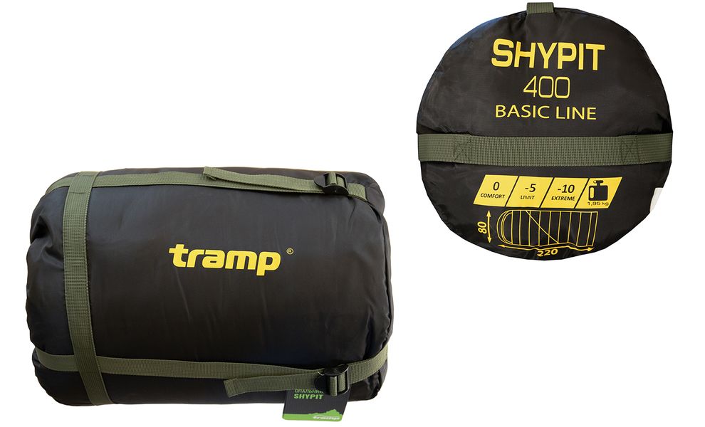 Демісезонний кемпінговий спальник-ковдра Tramp Shypit 400 до -5°C: з капюшоном, Максимальний зріст користувача: 195, Колір: Olive, Сторона застібки: права, зображення 10