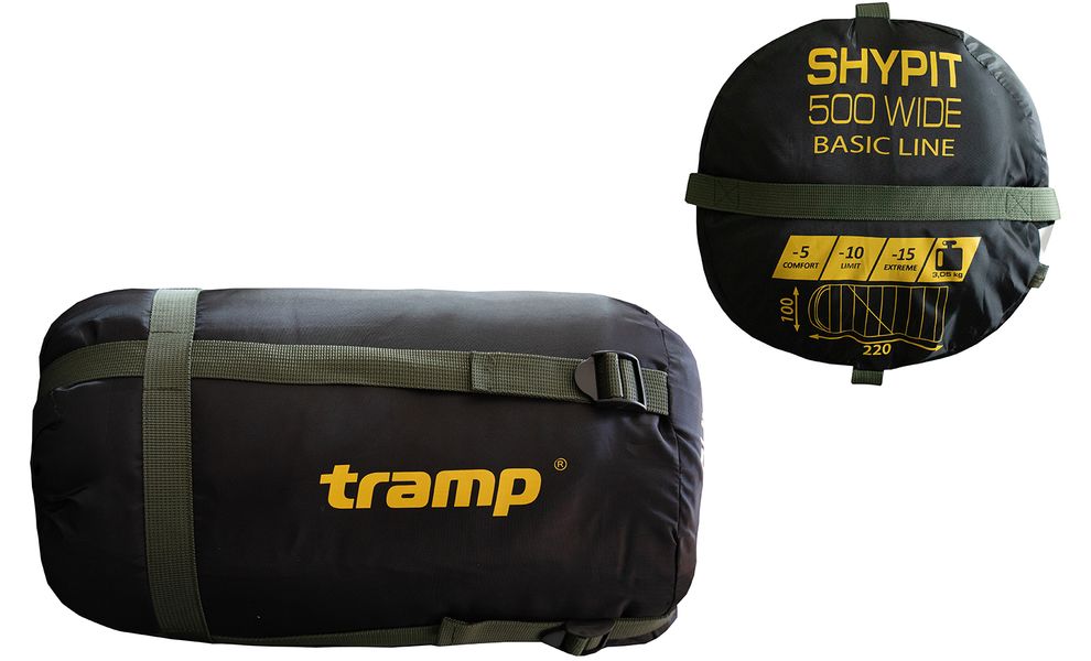 Зимовий кемпінговий спальник-ковдра Tramp Shypit 500 Wide до -10°C: широкий, з капюшоном, Максимальний зріст користувача: 195, Сторона застібки: ліва, зображення 10