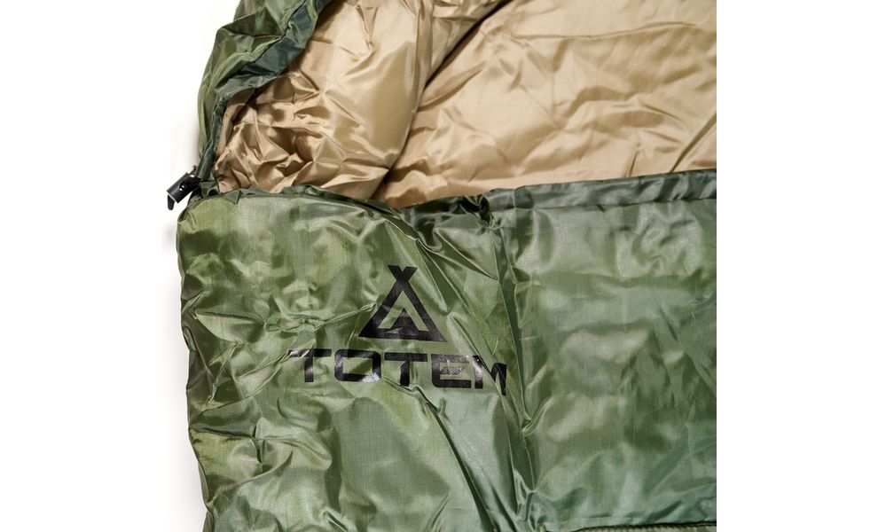 Демісезонний туристичний спальник Totem Hunter XXL до 5°C: широкий, з капюшоном, Максимальний зріст користувача: 195, Колір: Green, Сторона застібки: права, зображення 5