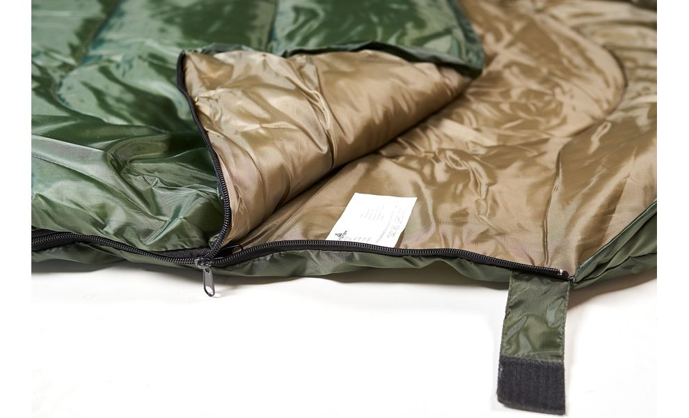 Демісезонний туристичний спальник Totem Hunter XXL до 5°C: широкий, з капюшоном, Максимальний зріст користувача: 195, Колір: Green, Сторона застібки: ліва, зображення 7