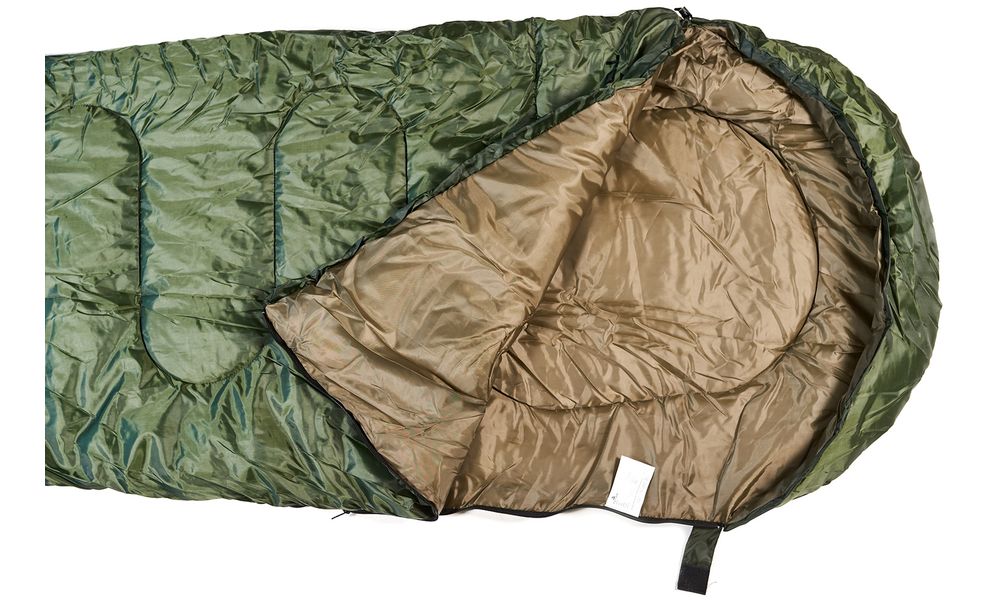 Демісезонний туристичний спальник Totem Hunter XXL до 5°C: широкий, з капюшоном, Максимальний зріст користувача: 195, Колір: Green, Сторона застібки: права, зображення 8