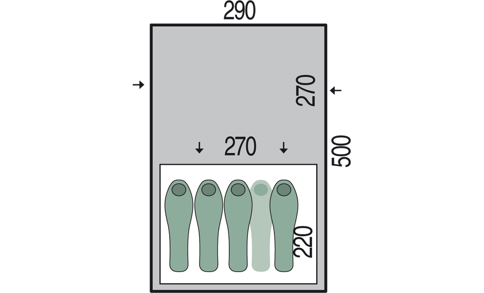 4-місний кемпінговий намет Pinguin Omega 4 (Green), Кількість місць: 4, Колір: Green, зображення 2