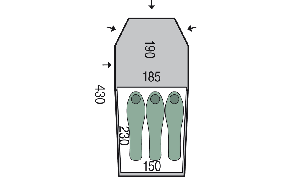 3-місний намет Pinguin Storm 3: двошаровий, з тамбуром, Кількість місць: 3, Матеріал каркасу: склопластик, Колір: Green, зображення 2