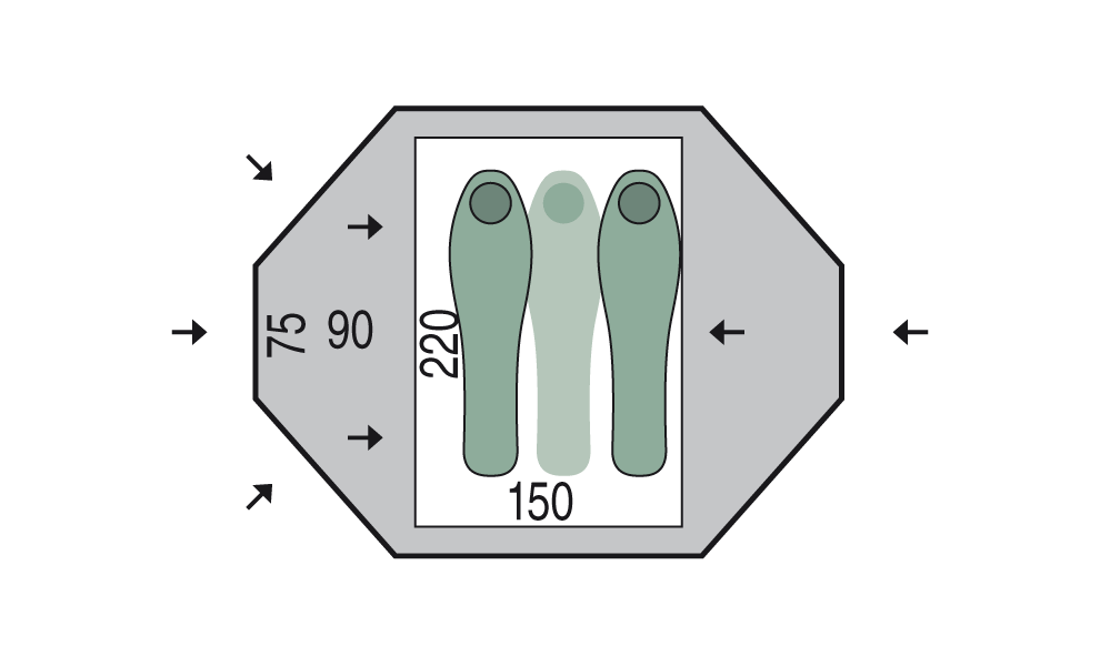 2-місний намет Pinguin Tornado 2: двошаровий, Кількість місць: 2, Матеріал каркасу: склопластик, Колір: Green, зображення 2
