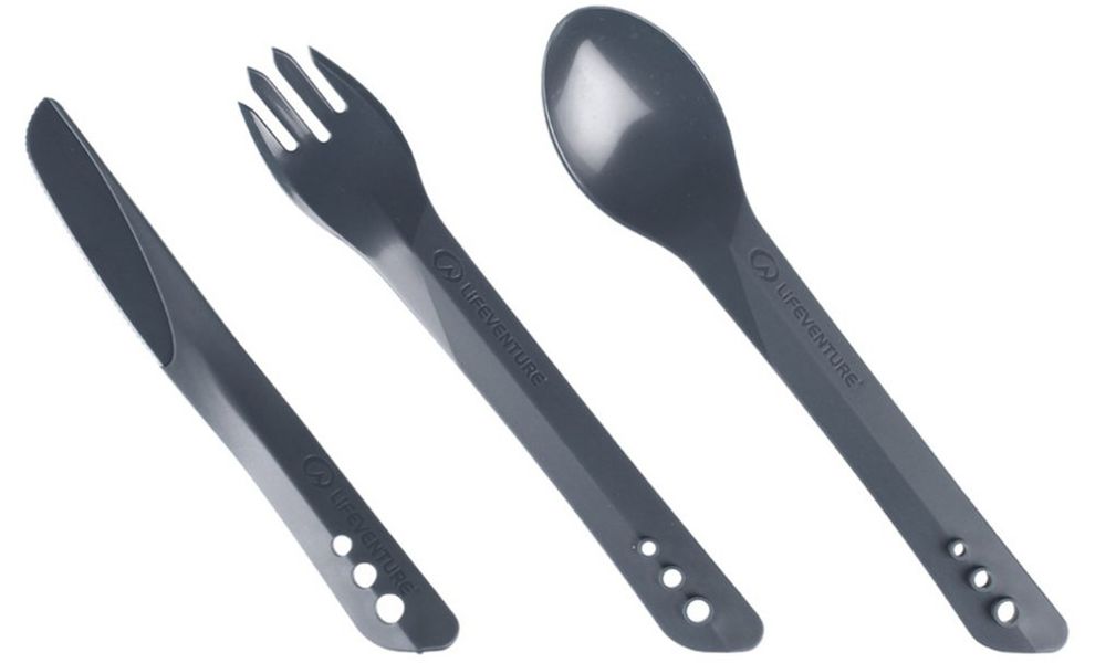 Туристичний набір столових приборів Lifeventure Ellipse - Big (Graphite) (виделка, ложка, ніж), харчовий пластик, Тип розміру: Big, Колір виробника: Graphite, зображення 4