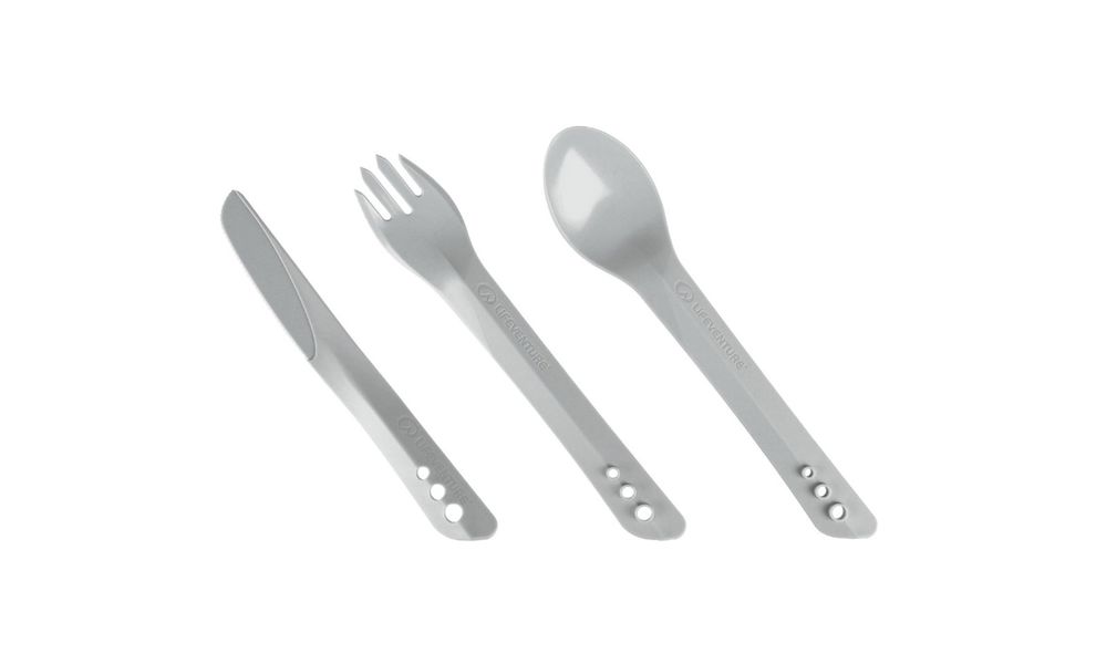 Туристичний набір столових приборів Lifeventure Ellipse - Big (Light Grey) (виделка, ложка, ніж), харчовий пластик, Тип розміру: Big, Колір виробника: Light Grey, зображення 3