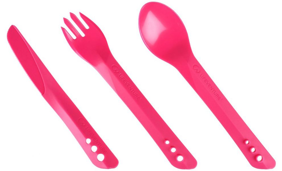 Туристичний набір столових приборів Lifeventure Ellipse - Big (Pink) (виделка, ложка, ніж), харчовий пластик, Тип розміру: Big, Колір виробника: Pink, зображення 2