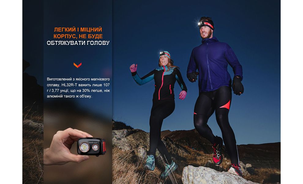 Налобний ліхтар з акумулятором Fenix HL32R-T (Red): USB Type-C, Колір корпусу: Red, зображення 4