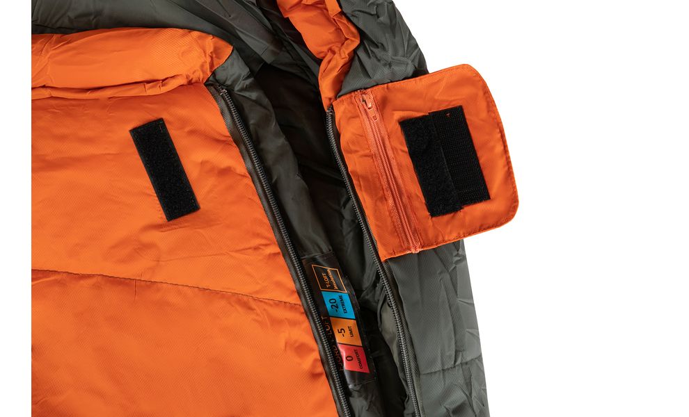 Демісезонний туристичний спальник Tramp Fjord - Long (Orange) до -5°C: з капюшоном, Максимальний зріст користувача: 195, Колір: Orange/Grey, Сторона застібки: ліва, зображення 7