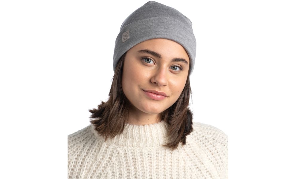 Шапка BUFF® Merino Heavyweight (Solid Light Grey), Колір: Solid Light Grey, зображення 6