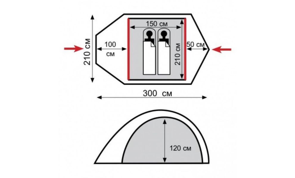 2-місний намет Tramp Lair 2 V2: двошаровий, з тамбуром, Кількість місць: 2, Колір: Green, зображення 2