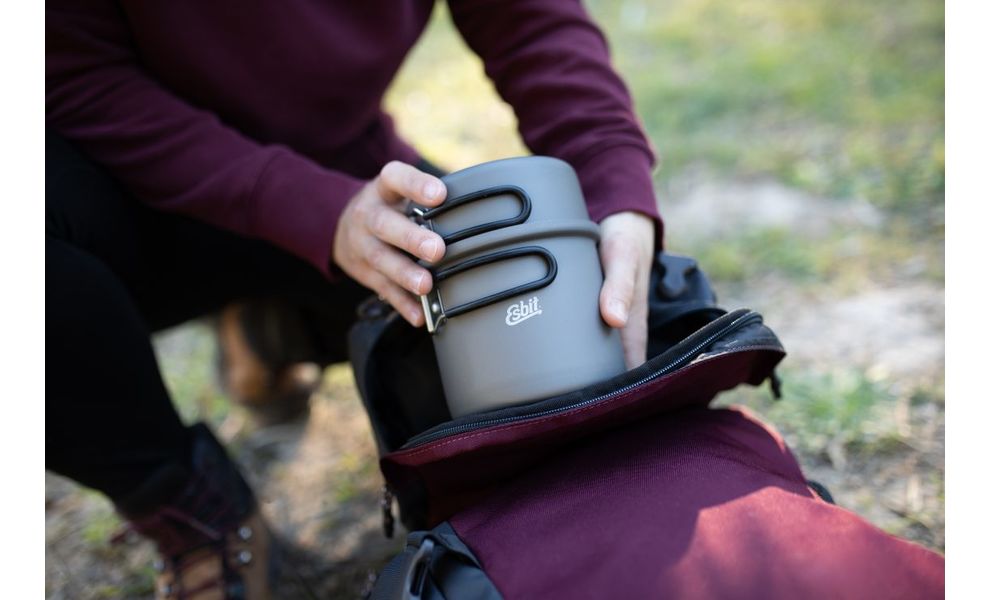 Похідний набір посуду з анодованого алюмінію Esbit PT1000HA на 1-2 особи: каструля, миска, зображення 5