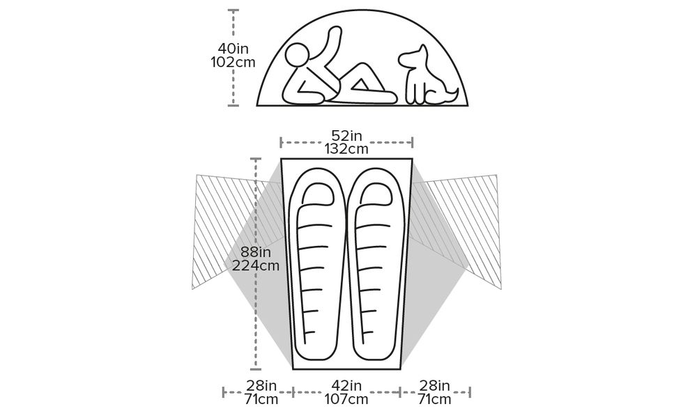 2-місний ультралегкий намет Big Agnes Copper Spur HV UL2 (Olive Green): двошаровий, Кількість місць: 2, Колір: Olive Green, зображення 2