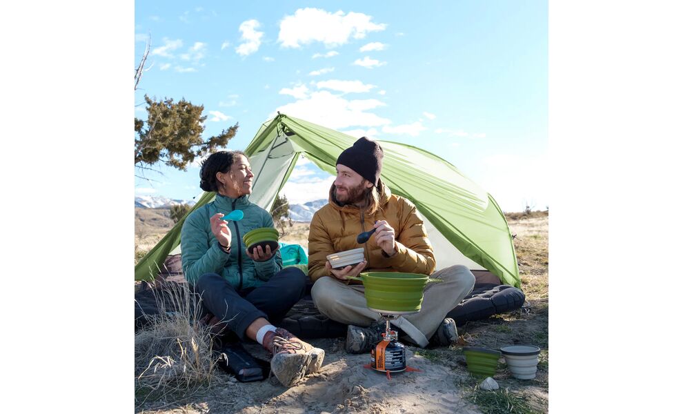 Туристичний набір складного посуду Sea to Summit X-Set 31 (БЕЗ чохла) на 2 особи: каструля, 2 миски, 2 стакани, Тип комплекту: Set 31, Колір: Olive/Sand, зображення 13